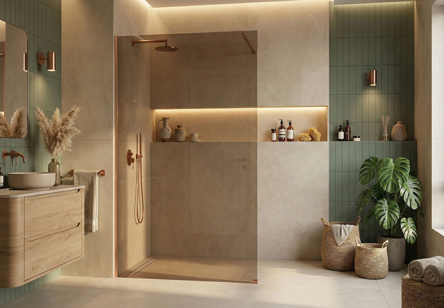 Душова стінка REA FLEXI 80 BROWN BRUSHED COPPER KPL-K99375 фото