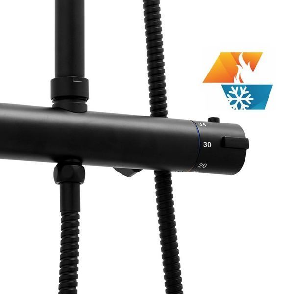 Душовий гарнітур YOKA BERGEN 25 BLACK з термостатом * BP.BERGEN-THERM-25-BLK фото