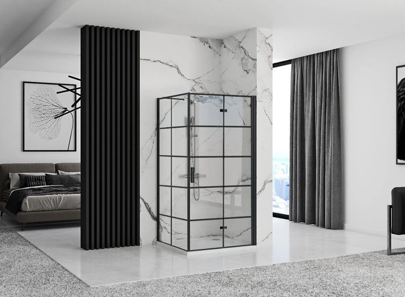 Душова кабіна REA MOLIER 80x80 BLACK REA-K8412 + REA-K8537 фото