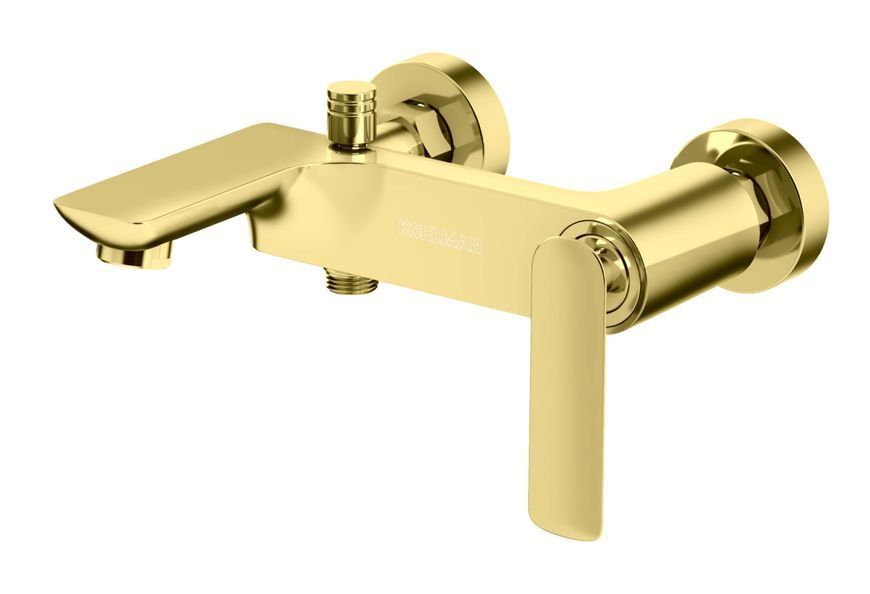 Смеситель для ванны и душа KOHLMAN EXPERIENCE GOLD настенный с изливом KPL-QW110EGD фото
