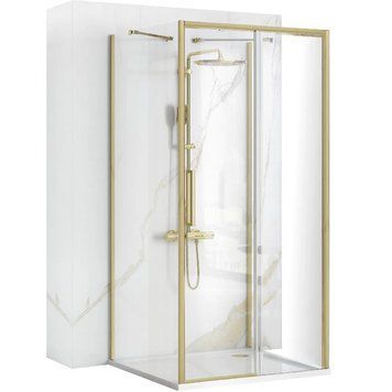Душова кабіна REA RAPID SLIDE 100х100 BRUSHED GOLD пристінна REA-KPL-04709 фото