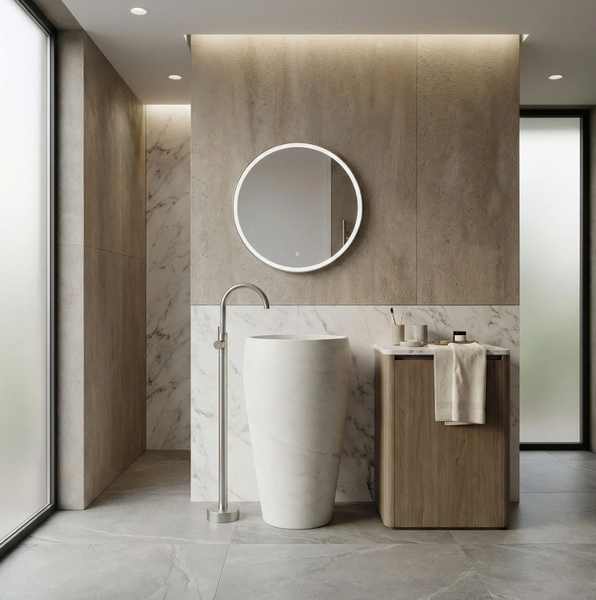 Смеситель для раковины REA LUNGO NICKEL BRUSHED напольный REA-B4305 фото