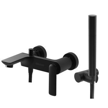 Змішувач для ванни та душу KOHLMAN EXPERIENCE BLACK MATT настінний з виливом KPL-QW110EB фото