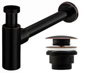 Сифон для раковины REA OLD BLACK универсальный + CLICK-CLACK * REA-A8536 фото