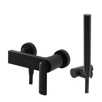 Змішувач для ванни та душу KOHLMAN EXPERIENCE BLACK MATT настінний без виливу KPL-QW120EB фото