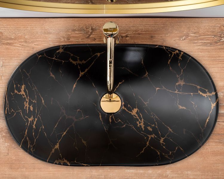 Умивальник (раковина) REA ROYAL 60 BLACK MARBLE MATТ накладний REA-U7478 фото