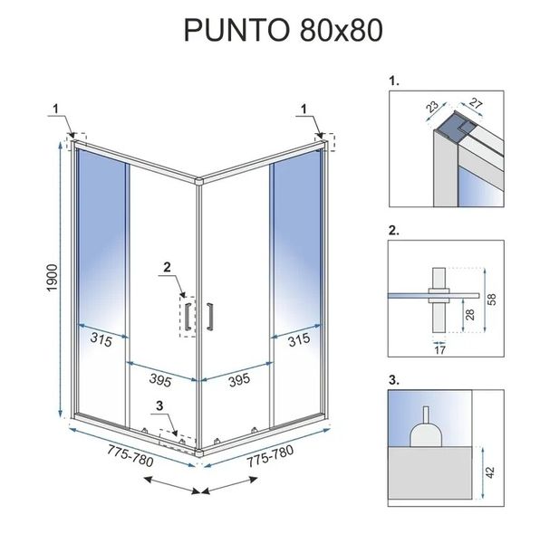 Душевая кабина REA PUNTO 80х80 REA-K0863 фото