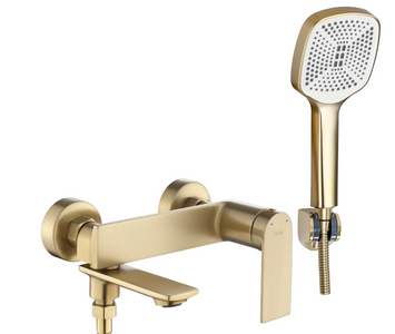 Змішувач для ванни і душу REA STORM BRUSHED GOLD настінний з виливом REA-B7963 фото