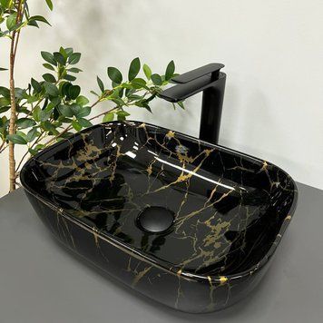 Умывальник (раковина) VBI RAVENNA MARBLE BLACK GLOSSY накладной VBI-011207 фото