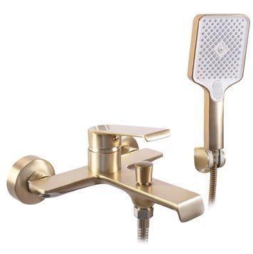 Змішувач для ванни і душу REA HASS BRUSHED GOLD настінний з виливом REA-B7100 фото