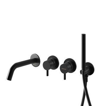 Змішувач для ванни та душу KOHLMAN AXEL BLACK + BOX прихованого монтажу QW260AB+QW230RB фото
