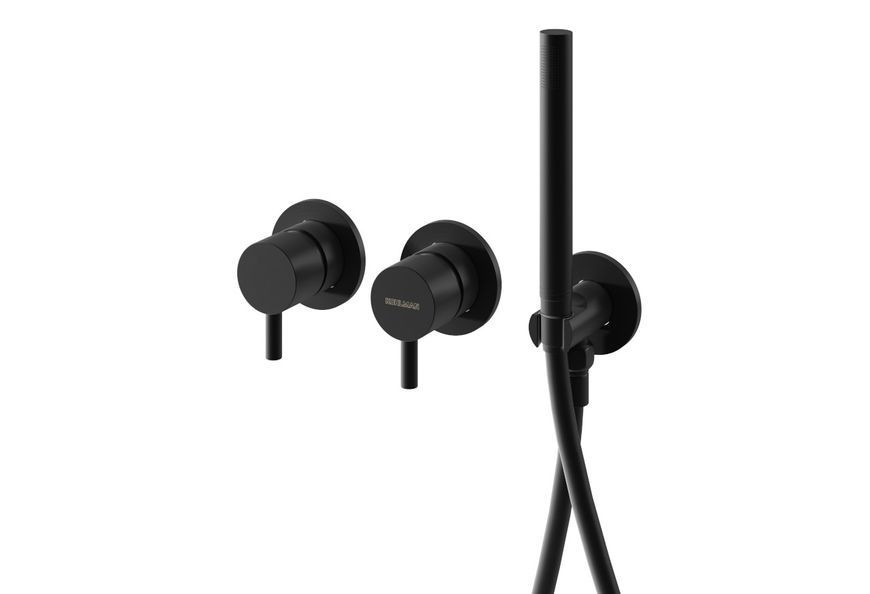 Змішувач для ванни та душу KOHLMAN AXEL BLACK + BOX прихованого монтажу QW260AB+QW230RB фото